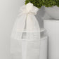 Ribbed Organza Bow Christening Candle