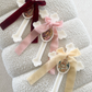 Ivory Orthodox Cross Candles with Velvet Bow