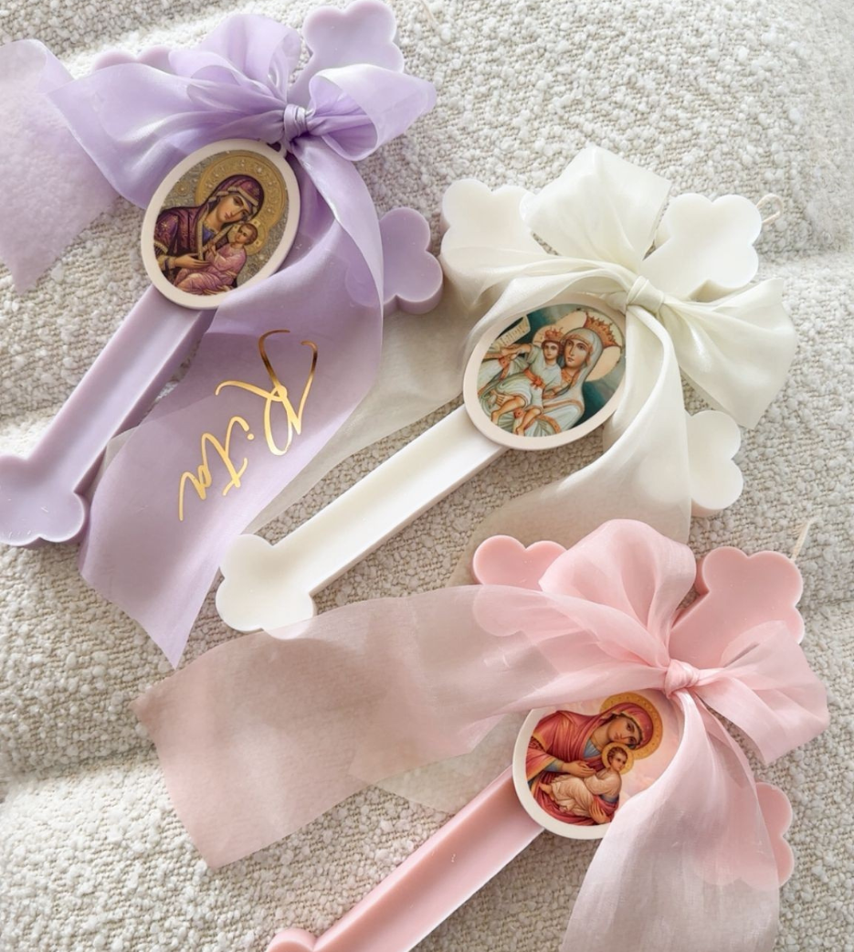 Orthodox Candle with Chiffon Bow