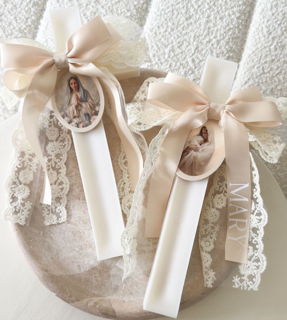 Lace Bow Cross Candle