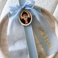 Blue Cross Candle with Chiffon Bow