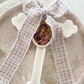 Ivory Orthodox Cross Candle with Tweed Bow