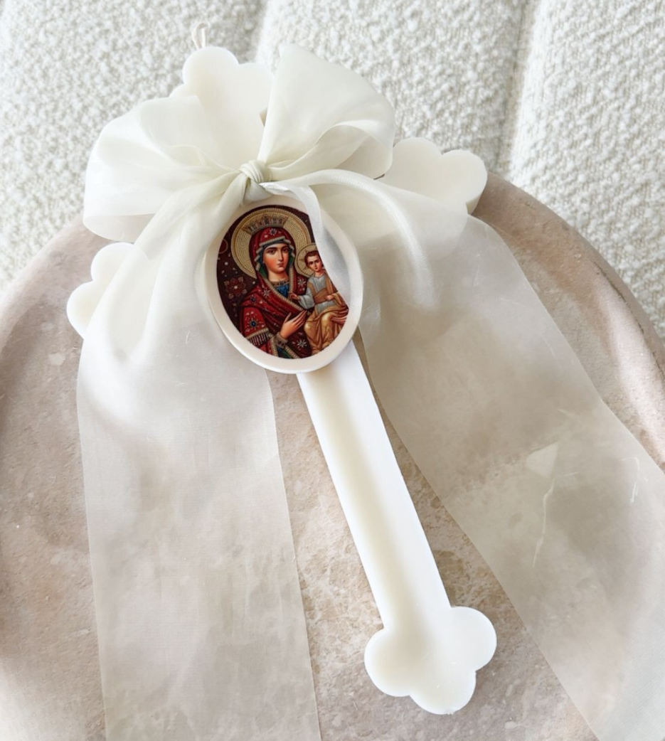 Orthodox Candle with Chiffon Bow