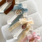 Ivory Orthodox Cross Candles with Velvet Bow