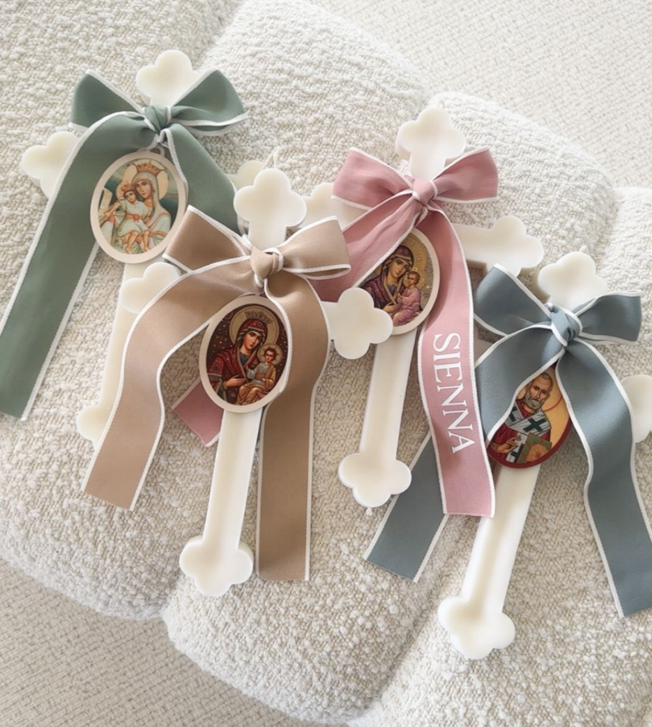 Ivory Orthodox Cross Candle