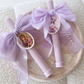 Lilac Ribbed Candle with Chiffon Bow