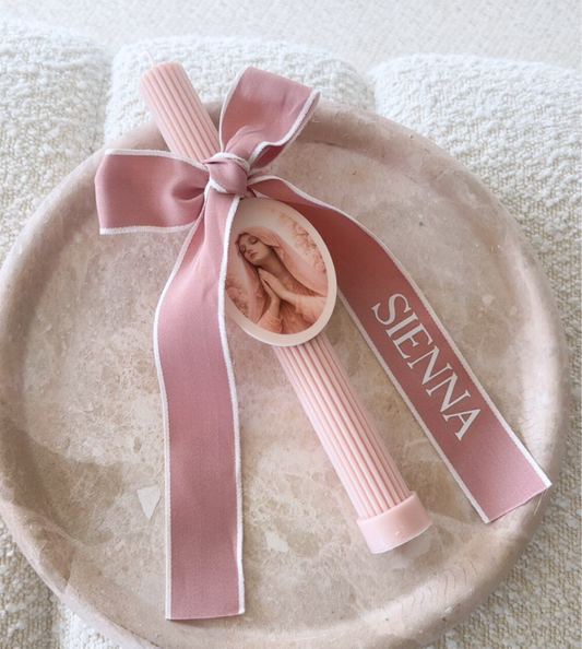 Pink Ribbed Candle