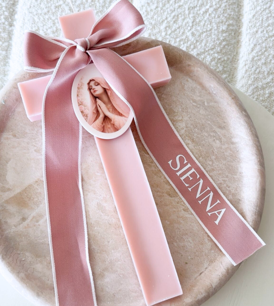 Pink Cross Candle
