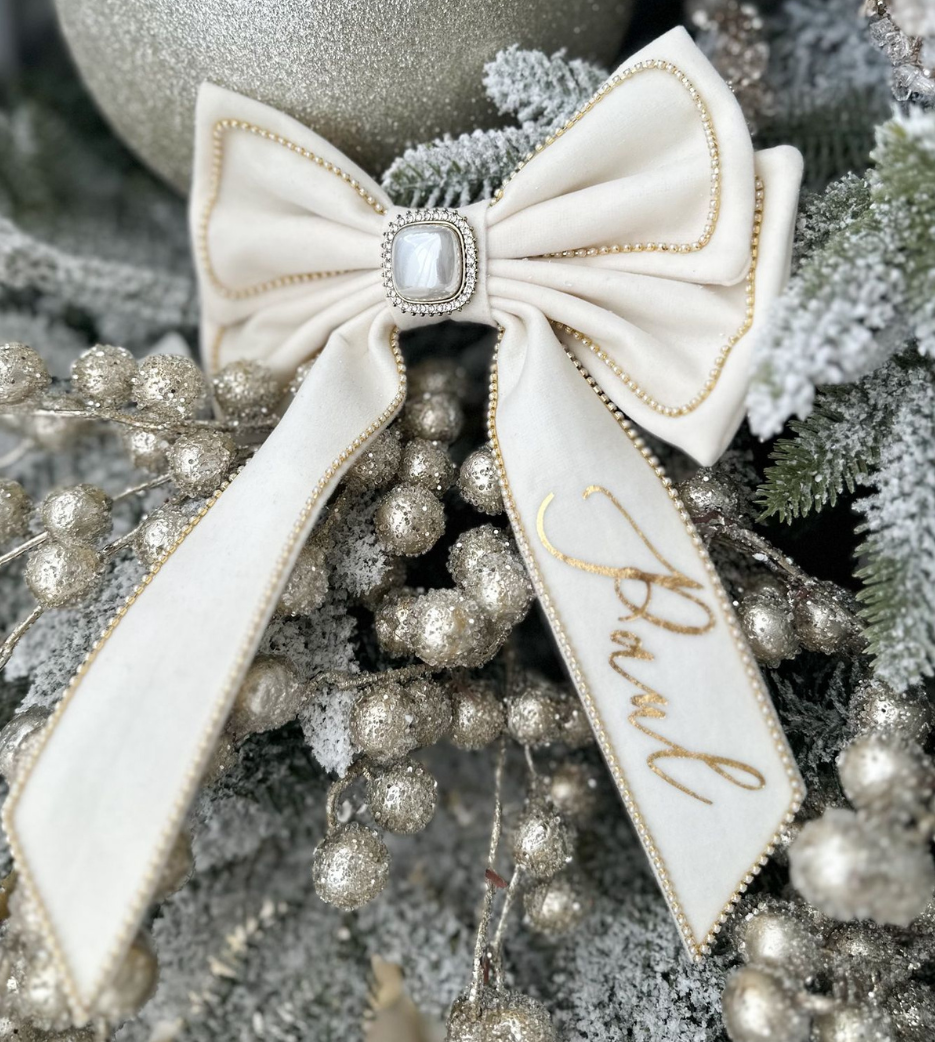 Ivory Velvet Bow Decorations