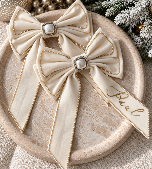 Ivory Velvet Bow Decorations