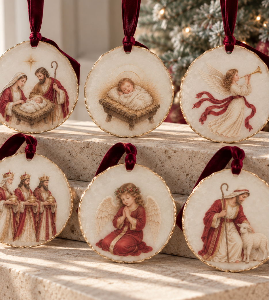 Nativity Agate Ornaments - Pack of 6