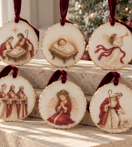 Nativity Agate Ornaments - Pack of 6