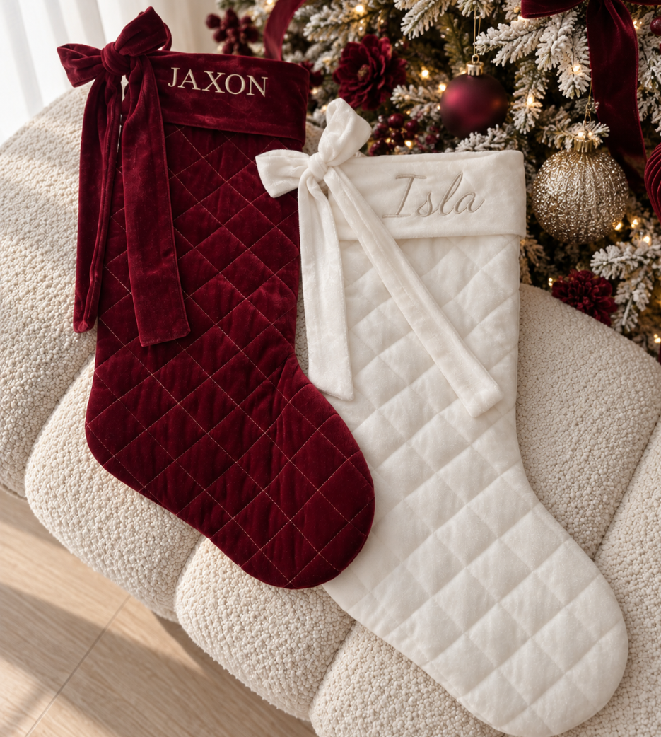 Bow Velvet Personalised Christmas Stocking