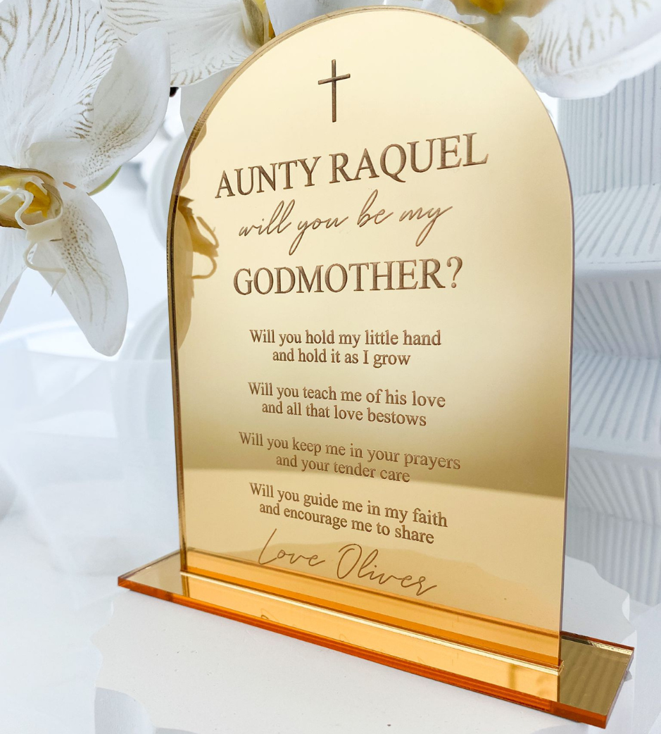 Personalised Acrylic Godparent Proposal Plaques (without rosary)